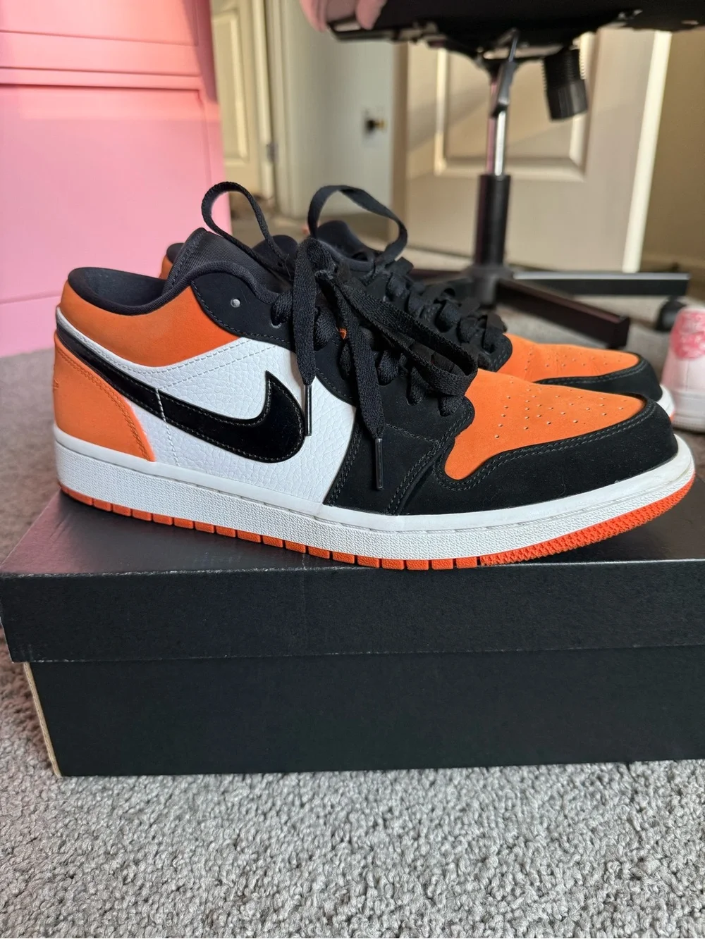 Nike Air Jordan 1 Low Sneakers in Orange, Black & White (Shattered Backboard)